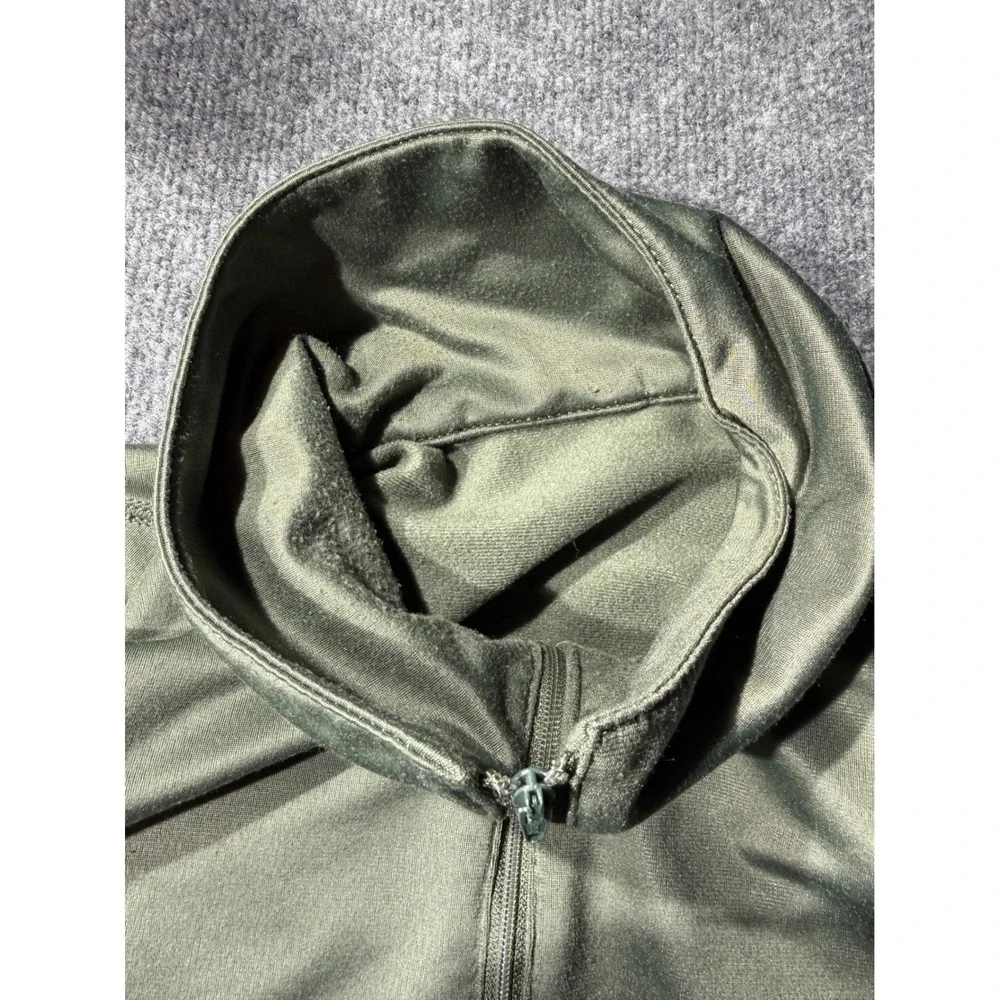 Olive Green Tactical Quarter Zip Pullover Performance Fleece Mid Layer Mens L